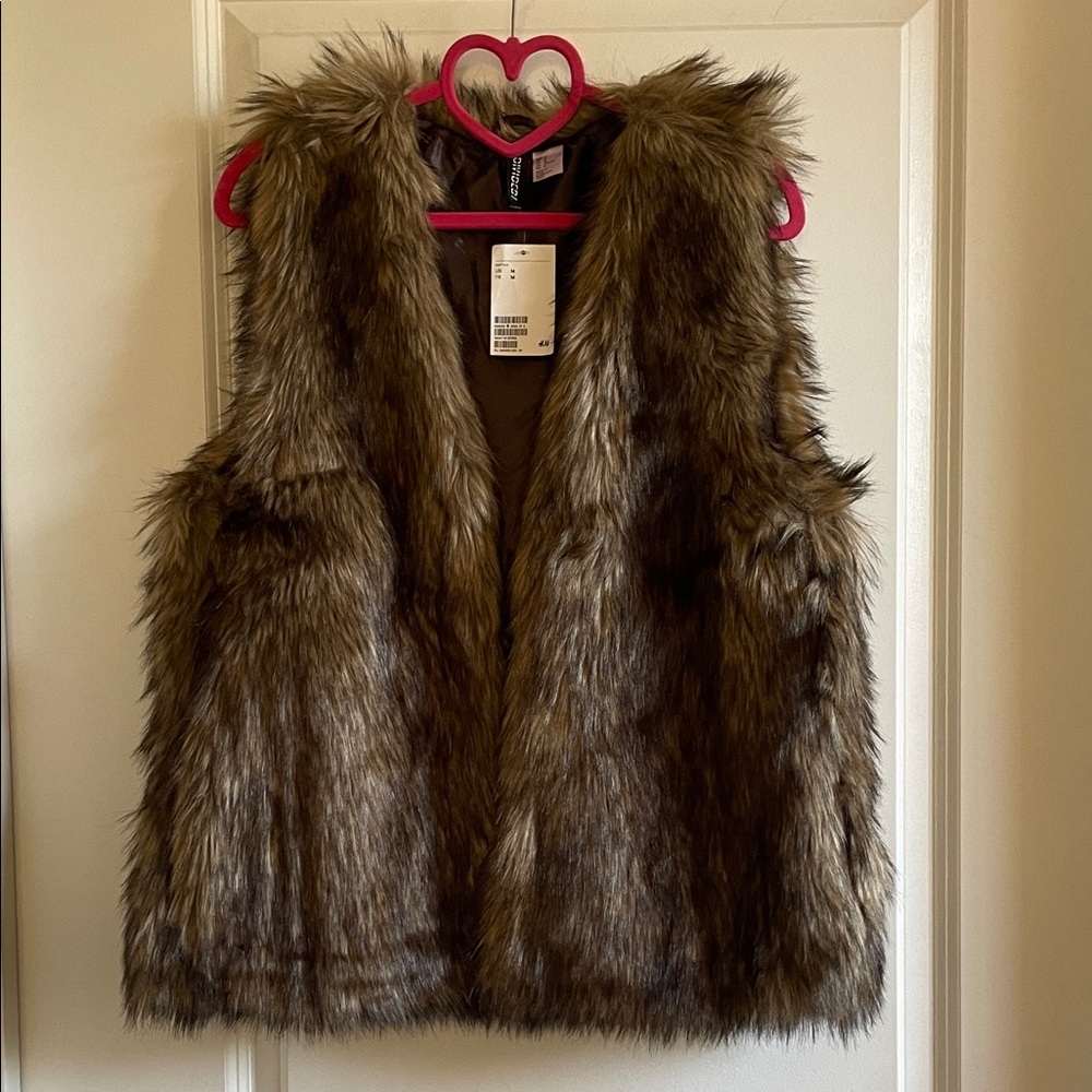 H&M Brown Faux Fur Vest